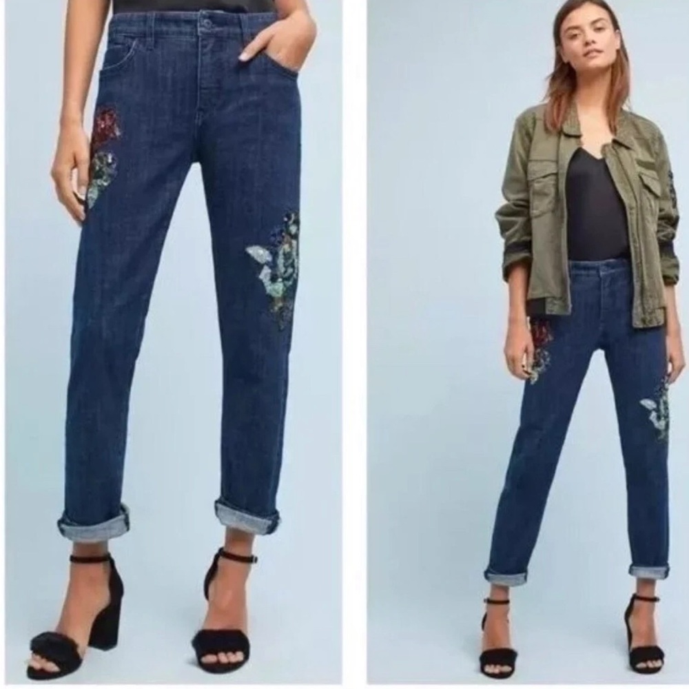 Anthropologie Pilcro sequin slim boyfriend jeans Size 29W Length 28” Rise 9”EUC